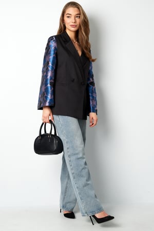 Black blazer with jacquard sleeves h5 Picture4